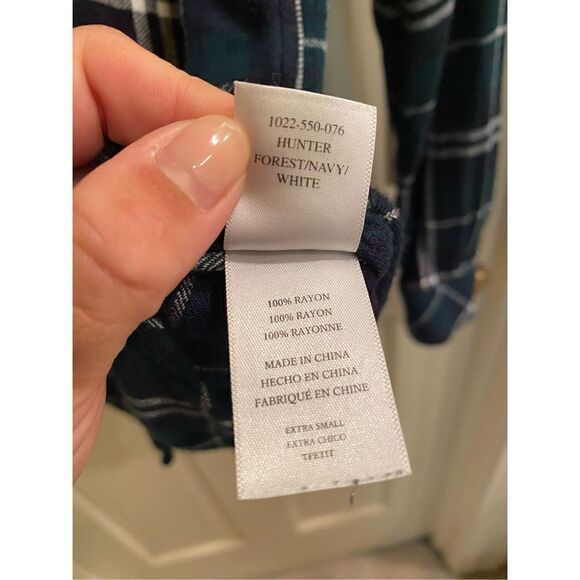 RAILS Hunter Button Down Plaid Shirt in Forest/Navy/White Womens XS - Picture 8 of 8